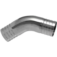 Fit Tube ID 10/12.7/16/19/22/25/32/38/45/51/57/63/76/89mm Barbed Equal 45 Degree Elbow 304 Stainless Steel Sanitary Pipe Fitting
