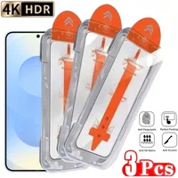 3Pcs High Definition Tempered Glass for Samsung Galaxy S25 S23 S24 Ultra S22 S21 Plus S24 FE Dust-Free Install Screen Protector