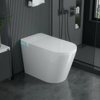 Smart Toilet with Automatic Flushing Heated Seat Warm Water Bidet Front Rear Wash Remote Control IPX4 Waterproof Energy Saving