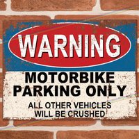 MOTORBIKE PARKING Funny Metal Signs Mancave Shed Bar Pub Garage Joke Tin Sign UK-Aluminum