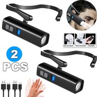Ear Clip Sensor Headlamp Bright LED Headlight Rechargeable Waterproof Head Flashlight for Fishing Hiking Running Cycling Outdoor