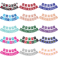 Happy Birthday Pull Banner Bunting Flag Party Decoration Kids Decor Children's Ornament Baby Colorful Girl Boy Baby Shower Party