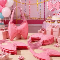 6Pcs Pink Bow Gift Bag Reusable Non Woven Bag Coquette Bow Goodie Bag with Handle Wedding Bridal Shower Tea Party Birthday