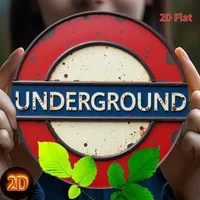 2D flat print, 1pc, fun London Underground logo theme, vintage round iron signage - 7.8x7.8in iron round wall art, suitable for