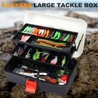 One Piece 3 Layer Fishing Gear Box Heavy Duty Large Capacity Multi Function Storage Case For Anglers Outdoor Fishing Use