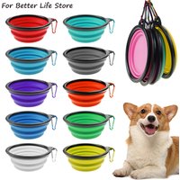 1PC 350ml Soft Silicone Pet Dog Bowl Folding Travel For Portable Collapsible Food Water Feeding Hanging Storage Odorless