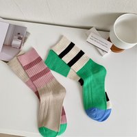 Retro Women's Socks Korean Style New Novelty Casual Mixed-Color Japanese Fashion AB Socks Comfort Striped Socks For Girls image 4