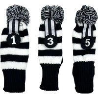 3Pcs/set Golf Black White Pattern clubs Head cover Knitted Hybrid UT Driver Fairway Wood 1 3 5 Wood Knitting Cover