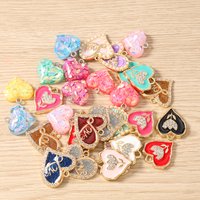 Tusember 10pcs Cute Enamel Crystal Love Heart Charms Pendants for Drop Earrings Necklace Bracelet DIY Jewelry Making Accessories