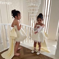 Verngo Elegant Lace Girl Formal Occsion Dress Bow A Line Appliques Formal Fit Arabia Prom Party Dress Customized