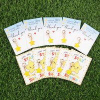 10/5Yellow star keychain set,Includes two pattern cards Use a small star to express deep gratitude