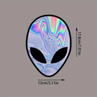 AliExpress NONE 1PC Cool Holographic Alien Sticker for Hydro Flask, Laptop, Skateboard, Bike - Unique Decor for Space Enthusiasts