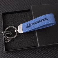 Leather Car Emblem Keychain Keyring Pendant For Honda Civic Accord Vezel Fit CR-V City CRZ Jazz HRV Typer Odyssey Accessories