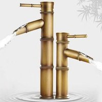 Brass Bamboo Shape Faucet Deck Mounted Single Handle Basin Faucet Hot and Cold Water Anti-corrosion Vanity Faucet Bathroom