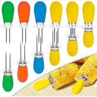 LMETJMA 12 pièces/ensemble supports de maïs en acier inoxydable BBQ supports de maïs Barbecue Hot Dog fourchettes à viande accessoires de Barbecue KC0460