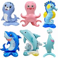 Marine Animals Standing Balloon Inflatable Shark Dolphin Foil Balloon Under the Sea Birthday Party Decoration Ocean World