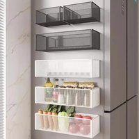 Strong Magnetic Refrigerator Side Hanging Rack, No-Drill Kitchen Gap Storage Basket, Organizer Bin for Seasoning & Small Items