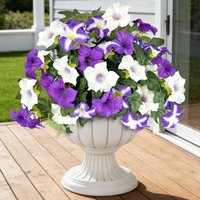 1pcs Artificial Petunia Flowers UV Resistant Silk Fake Flower, Waterproof Realistic Faux Flower Outdoor Garden Porch Decorations