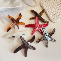 1pc New Ocean Series Starfish Acetic Acid One Word Hair Clip, Back of Head Spring Clip, High Grade Hairpin Clip