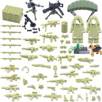 Military WW2 Building Blocks Solider Figures Toys Camouflage Weapons Rocket Gun Parachute Equipment Accessories Mini Bricks