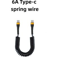 6A 120W PD Spring Type-C Cable Line USB C To Type C Fast Charging Data Cord Car Mobile Phones Charging Retractable Durable Cable