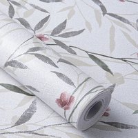 Peel and Stick Floral Leaf Wallpaper Wall Green/Grey Vinyl Self Adhesive Wall Paper Design For Walls Bathroom Bedroom Home Decor
