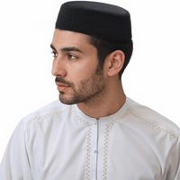 Mens Muslim Prayer Kufi Hat Islamic Arabic Kofia Topi Prayer Hat Beanie Arabian Headwear Ramadan Eid Gift Black