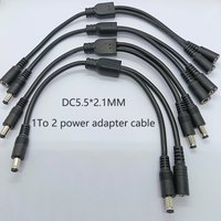 1PC DC5.5*2.1 1 To 2 Power Adapter Cable For Monitoring Installation LED Strip Wiring 12V Power Splitter Y-shaped Adapter Cable