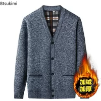 New 2025 Men's Autumn Winter Knitted Cardigan Thick V Neck Knitted Sweater Coats Causal Warm Jackets Men Fashion Mens Clothing