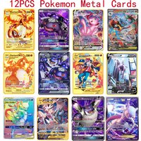 Pokémon Vmax Pokemon English Metal Card Anime Charizard Mewtwo Blastoise Shiny Letters Game Collection Card Kid Toy Gift