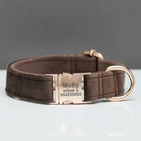 Personalized Velvet Dog Collar Super Soft Dogs ID Buckle Collars Engrave Name Pet Necklace Adjutable For Small Medium Large Dogs