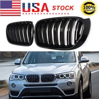 1Pair Front Bumper Kidney Grills Racing Grille Compatible For BMW X3 X4 F25 F26 2014-2017 Double Line Sport Grill Glossy Black