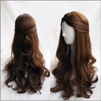 Movie Beauty and the Beast Princess Belle Brown Synthetic Wig Emma Waston Cosplay Wigs Gril Role Play Costume