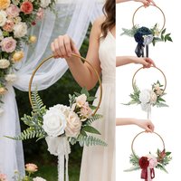 Wedding Girl Hoop Bouquet for Bridesmaids Floral Rose Eucalytpus Metal Ring Wreath Bridal Shower Ceremony Decoration