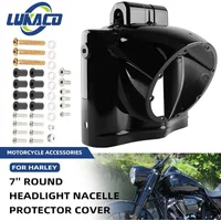 ABS Motorcycle 7'' Round Headlight Nacelle Cover Headlamp Front Cowl Decorative Black Fit For Harley Touring Road King 2014-2023