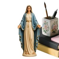 12CM Resin Virgin Mary Collectible Figure Blessed Mother Catholic Religious Statue for Christian Prayer Altar Gift Home Decor