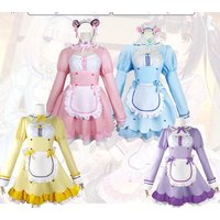 Costumes de jeu de rôle, Perruques, Ensembles Vanilla, Tenues de demoiselle d'honneur, Robes Lolita pour femmes, Adorables ensembles rose et bleu inspirés du jeu 'Chocolate C'