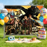 How To Train Your Dragon Background Fashion Versatile Printe Durable Wall Cloth for Hallway Birthday Party-specific Arrangement