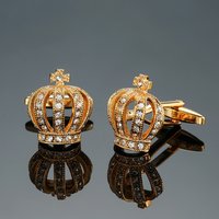 Men's French shirt cufflinks copper material white crystal crown cufflinks fashion clothing accessories wholesale