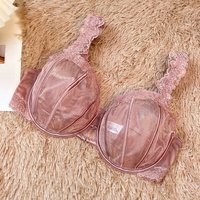 Ultra Thin Mesh Bras Women Underwire Full Cup Size Lace Trim Minimize Lift Side Smoothing Ventilate Plus-size Bra 75-95DEEFGH
