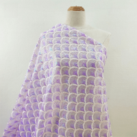Sequin Mermaid Scales Fabric Colorful High Quality Embroidery Mesh Gauze Handmade Laser Mesh Lace Fabric