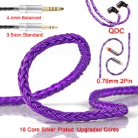 IEM Earphone Cable 16 Core Silver Plated Upgraded Cable With 3.5mm/4.4mm Plug 0.78 2PIN / QDC HIFI Replacement Headset Cord
