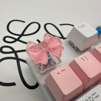 New DlY Personalized original resin cute bow keycap cross axis mechanical keyboard keycap single macaron pink