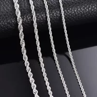 1 Pcs 925 Sterling Silver Width 2/3/4MM Rope Chain Necklace/Bracelet For Men Women Men Fashion Chain Necklace