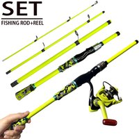 Spincasting Fishing Rod Combo Set 1.8m 2.1m ML Spinning Reel for Freshwater Saltwater Bass Trout Fishing Travel Light Tackle