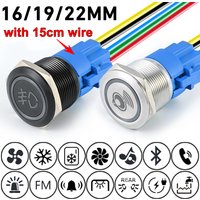 Customization Metal Push Button Switch with Wire 16/19/22mm DIY Refitting ON OFF for Car Boat Waterproof LED Light 12V 24V