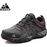 HIKEUP męskie buty turystyczne zamszowe skórzane buty outdoorowe odporne na zużycie męskie trekkingowe spacery polowanie taktyczne trampki