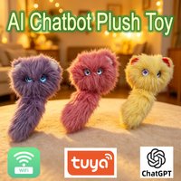 AI Plush Talking Toy Companion Chat Robot LED Eyes Interactive E-Pet Rechargeable Tuya APP Type C Charging Port WiFi ChatGPT