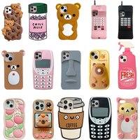 Camera Protector For iPhone 17 12 13 14 15 16 Pro Max 3D Cartoon Cute Animal Soft Silicone Phone Back Case Cover Shell Protect
