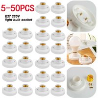 5-50pcs E27 Screw Cap Socket White Gold Ceiling Light Lamp Bulb Fixing Base Stand Light Bulb Holder Lamp Socket For Home 6A 250V
